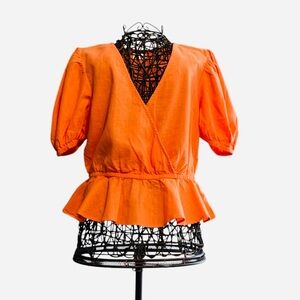 Abound Nordstrom Women’s Orange V-Neck Peplum Top. Size S. SKU 37